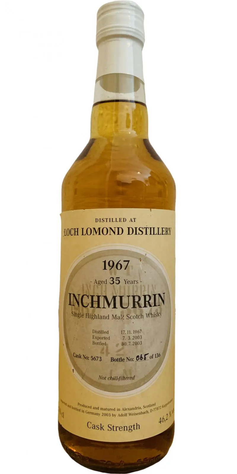 Купить виски LOCH LOMOND 35 YEARS, 52,2 %, 0,70 л, , 1967, цена на ...